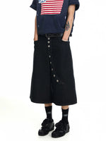 Diagonal Button Loose Wide-Leg Denim Pants 2