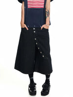 Diagonal Button Loose Wide-Leg Denim Pants 5