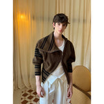 Diagonal Zip High Neck Knit Cardigan 2