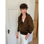 Diagonal Zip High Neck Knit Cardigan 3