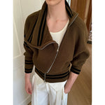 Diagonal Zip High Neck Knit Cardigan 4