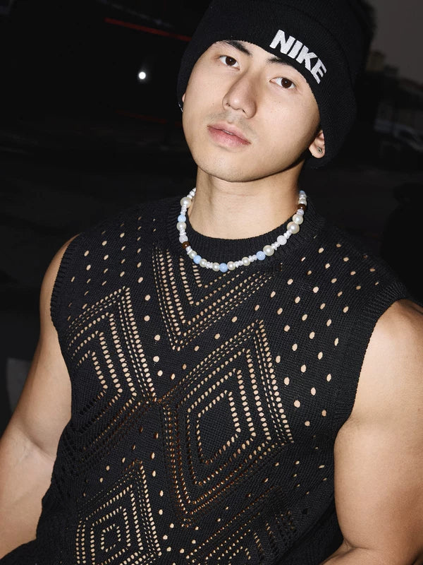 Diamond Pattern Knit Sleeveless Vest 5