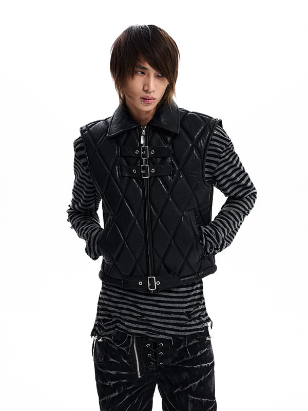 Diamond Pattern Quilted Buckle Vest 2