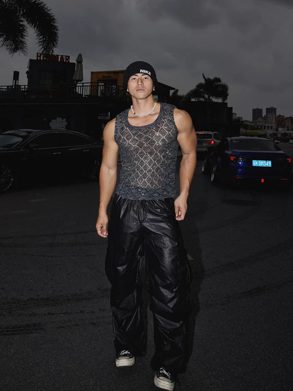 Diamond Pattern Sequined Slim Fit Vest 2