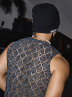 Diamond Pattern Sequined Slim Fit Vest 4