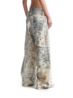 Digital Print Distressed Wide Leg Jeans Pants 3