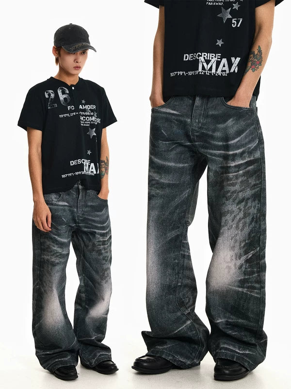 Distressed Baggy Wide-Leg Jeans 1
