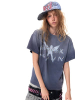 Distressed Beaded Graphic Wide T-Shirt 1