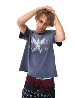 Distressed Beaded Graphic Wide T-Shirt 4