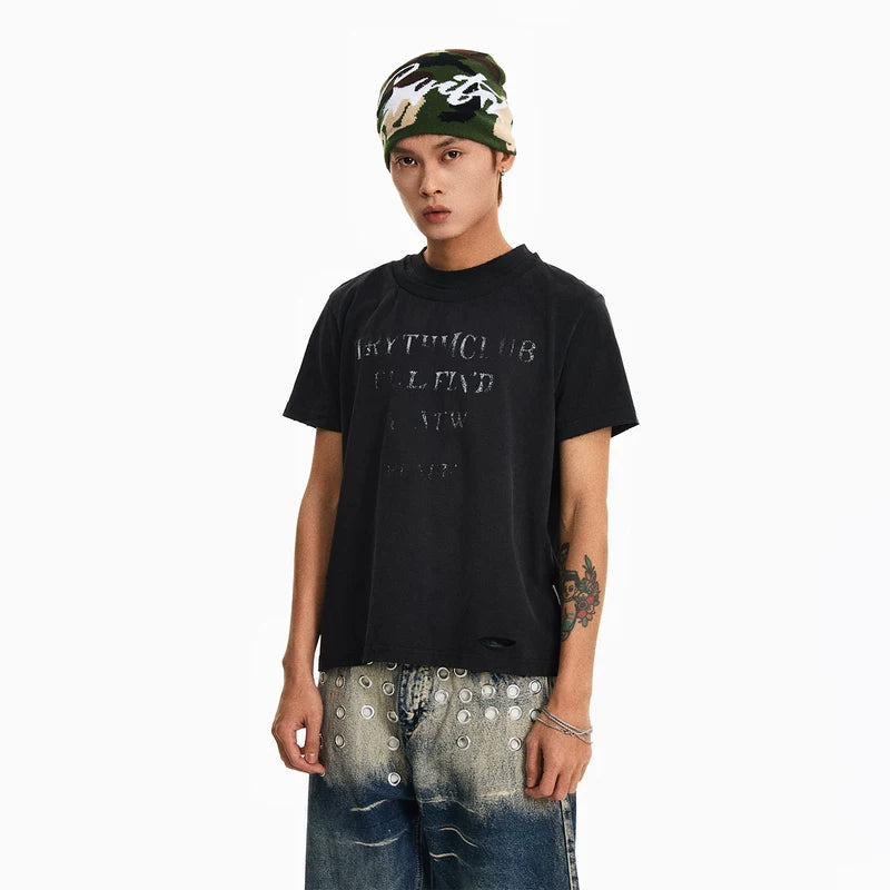 6206524403982,6206524403983,6206524403984,6206524403985, Distressed Boxy Short Sleeve T-Shirt