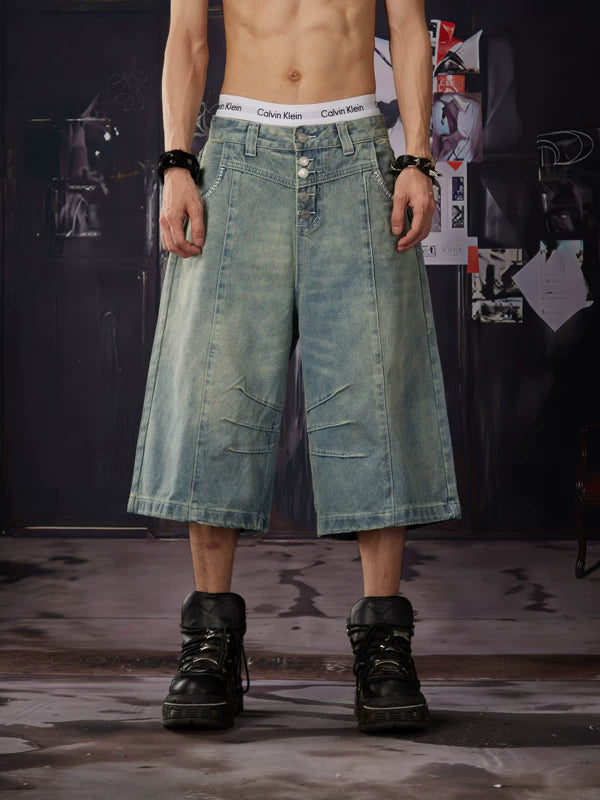 Distressed Button Cropped Jeans 1