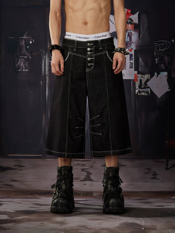 Distressed Button Cropped Jeans 2
