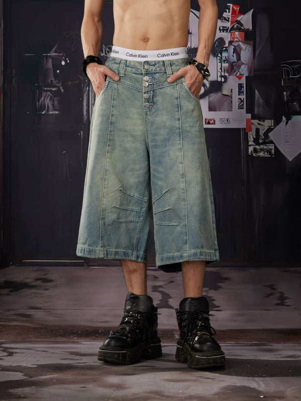 Distressed Button Cropped Jeans 5
