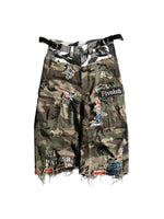 ,6103106433966,6103106433967,6103106433968, Distressed Camo Double-Layer Cargo Shorts