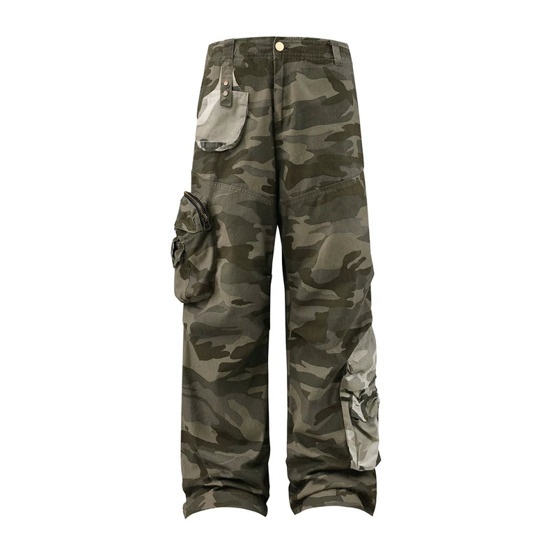 5498139296979,5498139296980,5498139296981,5498139296982, Distressed Camouflage Cargo Pants with 3D Pockets