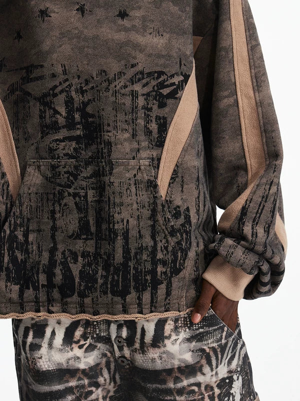Distressed Camouflage Print Pullover Hoodie 3
