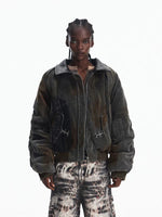 Distressed Corduroy Racing Style Short Jacket 1