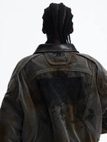 Distressed Corduroy Racing Style Short Jacket 4