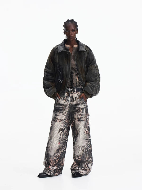 Distressed Corduroy Racing Style Short Jacket 5