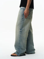 Distressed Cotton Loose Straight Leg Jeans 1