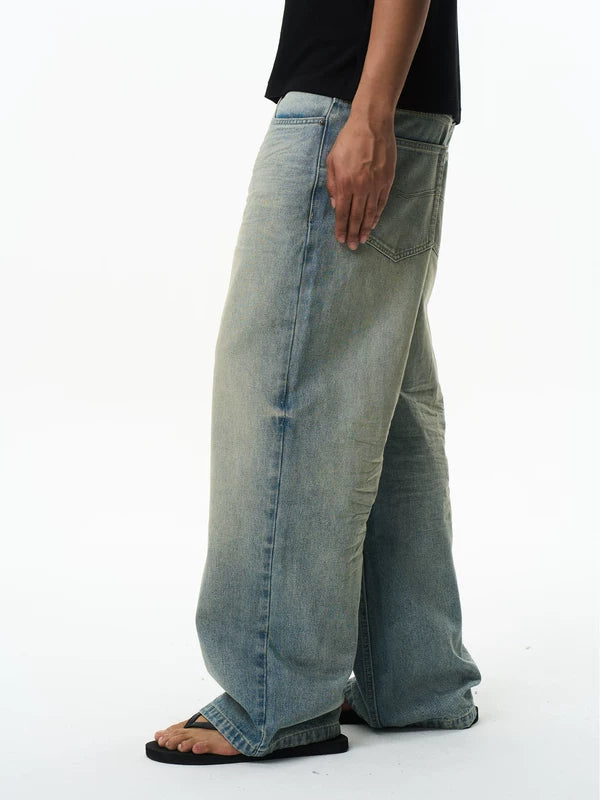 Distressed Cotton Loose Straight Leg Jeans 1