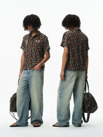 Distressed Cotton Loose Straight Leg Jeans 3