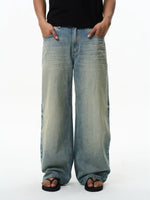 Distressed Cotton Loose Straight Leg Jeans 4