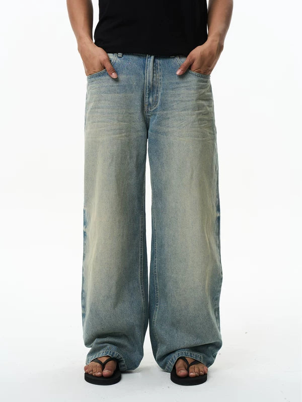 Distressed Cotton Loose Straight Leg Jeans 4