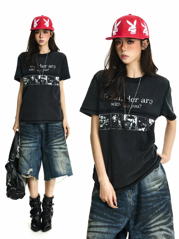 Distressed Cotton Punk Rock Graphic T-Shirt 1