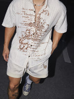 Distressed Cross Print Short Sleeve Shirt 3