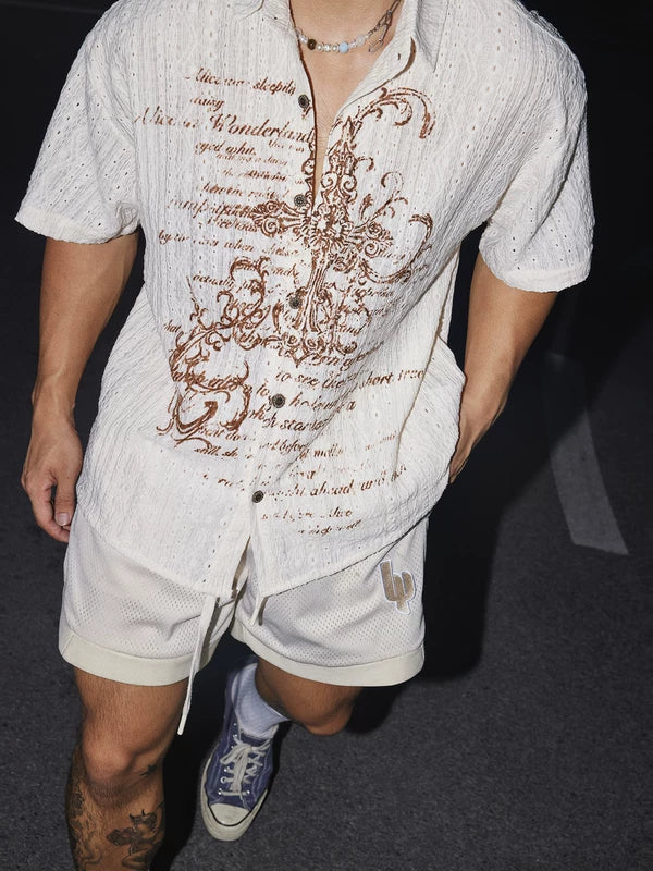 Distressed Cross Print Short Sleeve Shirt 3