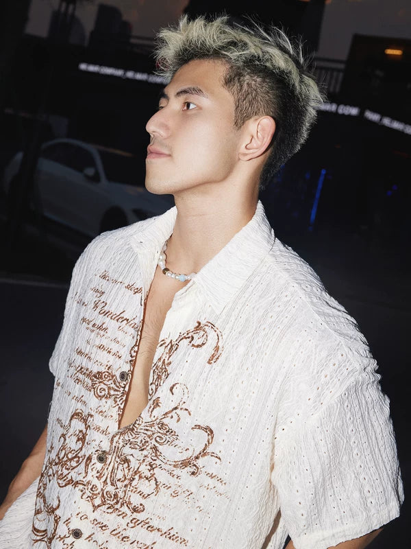 Distressed Cross Print Short Sleeve Shirt 4