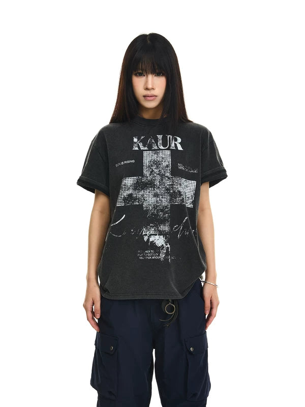 Distressed Cross Print T-Shirt 2