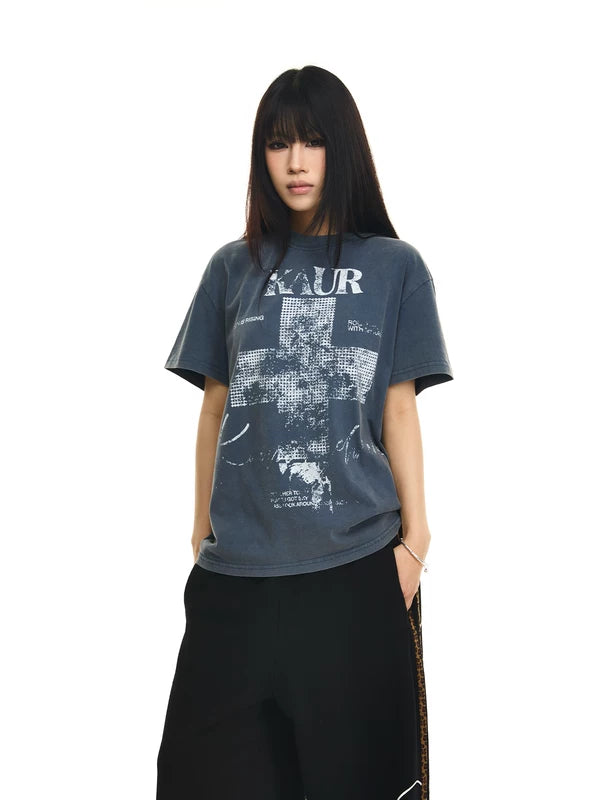 Distressed Cross Print T-Shirt 3
