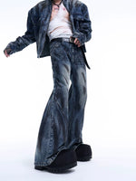 Distressed Deconstructed Flared Denim Pants 4