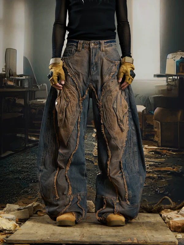 Distressed Deconstructed Loose-Fit Cargo Pants 1