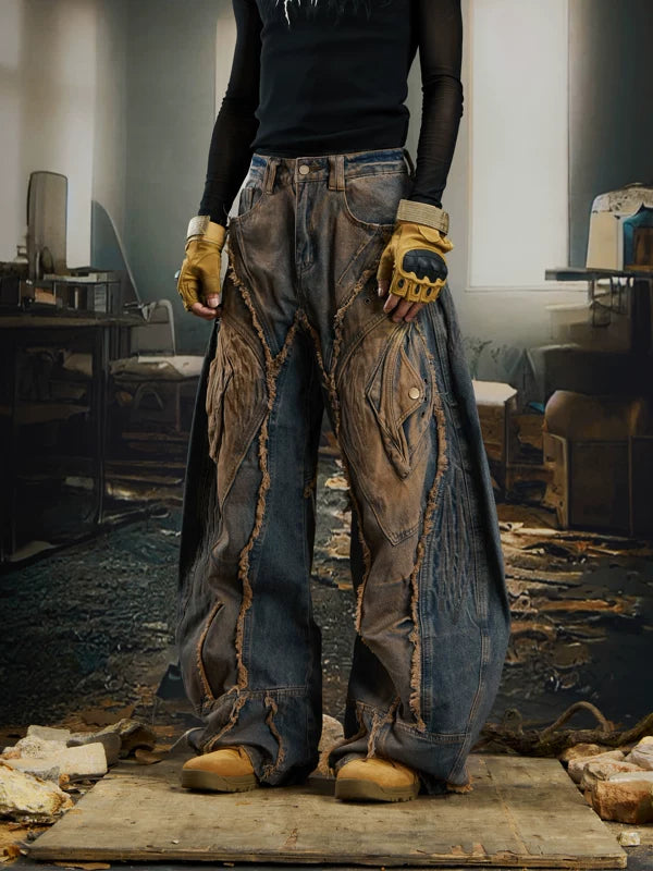 Distressed Deconstructed Loose-Fit Cargo Pants 3