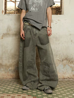 Distressed Deconstructed Multi-Panel Wide Leg Jeans 2