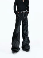 Distressed Deconstructed Patchwork Flared Jeans 1
