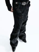 Distressed Deconstructed Patchwork Flared Jeans 2