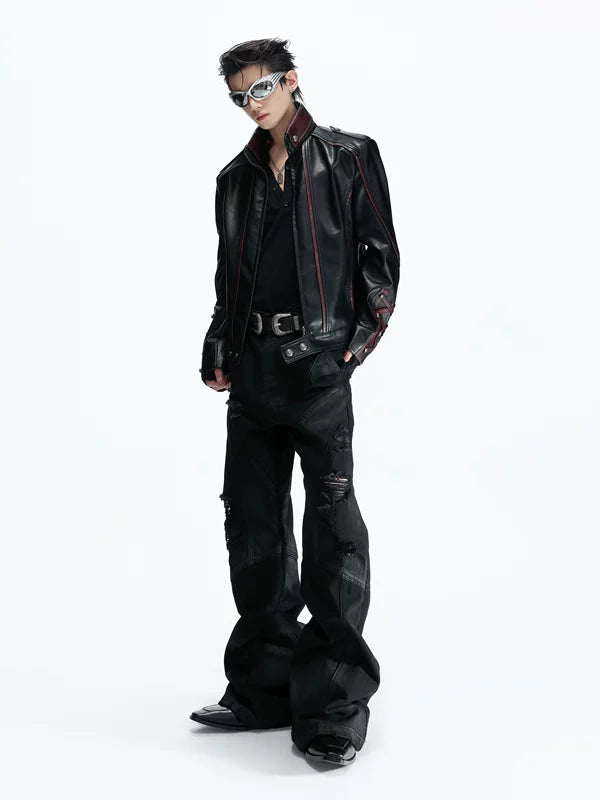 Distressed Deconstructed Patchwork Flared Jeans 3