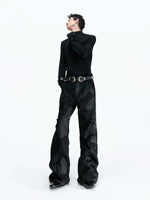 Distressed Deconstructed Patchwork Flared Jeans 5