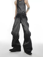 Distressed Deconstructed Wide-Leg Denim Pants 1