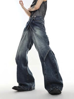 Distressed Deconstructed Wide-Leg Denim Pants 2