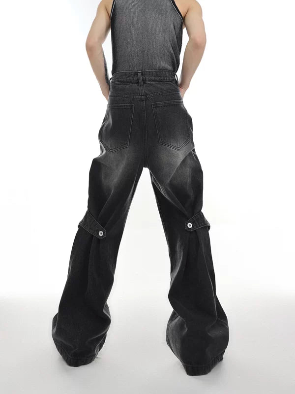 Distressed Deconstructed Wide-Leg Denim Pants 3