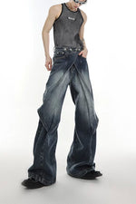 5200694178454,5200694178455,5200694178456,5200694178457, Distressed Deconstructed Wide-Leg Denim Pants