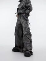 Distressed Denim Cargo Jacket and Pants Set 3