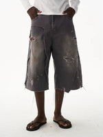 Distressed Denim Loose Shorts 1