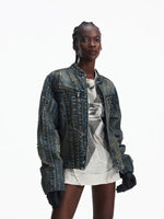 Distressed Denim Motorcycle Jacket 2
