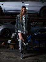Distressed Denim Motorcycle Jacket 5